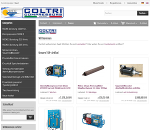 Startbildschirm von Coltri-Kompressoren.de